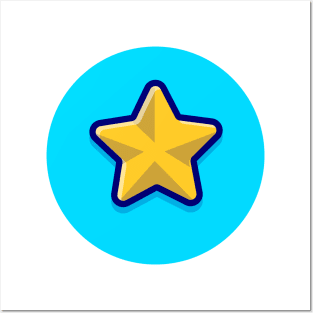 Gold Star Cartoon Vector Icon Illustration (2) Posters and Art